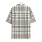 Grey And White Border Tartan Print Rayon Hawaiian Shirt