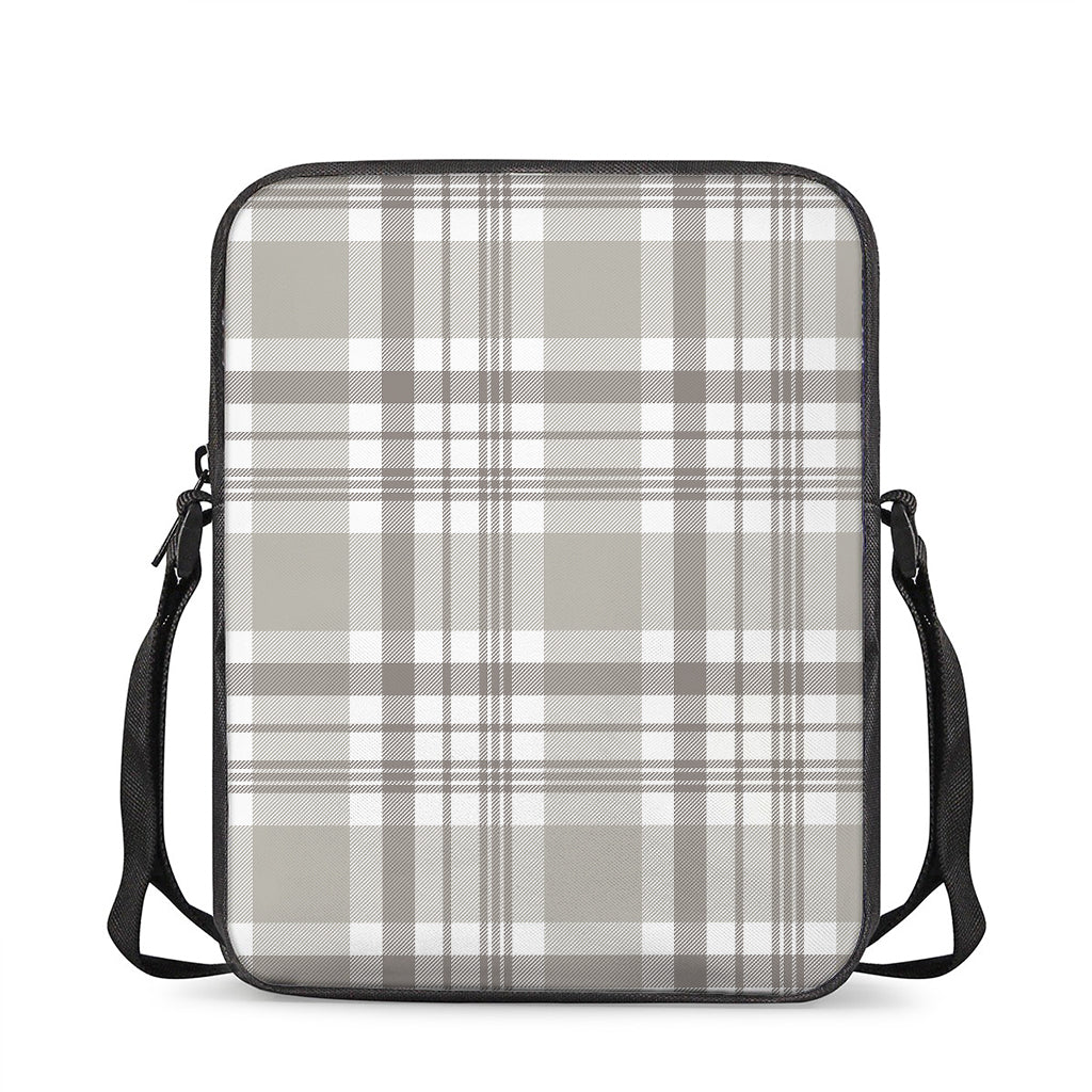 Grey And White Border Tartan Print Rectangular Crossbody Bag