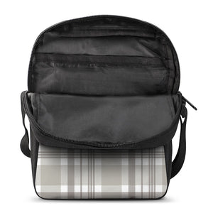 Grey And White Border Tartan Print Rectangular Crossbody Bag