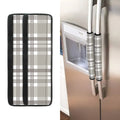 Grey And White Border Tartan Print Refrigerator Handle Covers