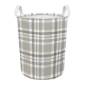 Grey And White Border Tartan Print Round Laundry Basket