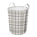 Grey And White Border Tartan Print Round Laundry Basket