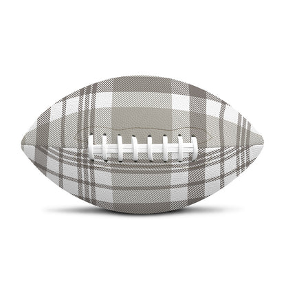 Grey And White Border Tartan Print Rugby Ball
