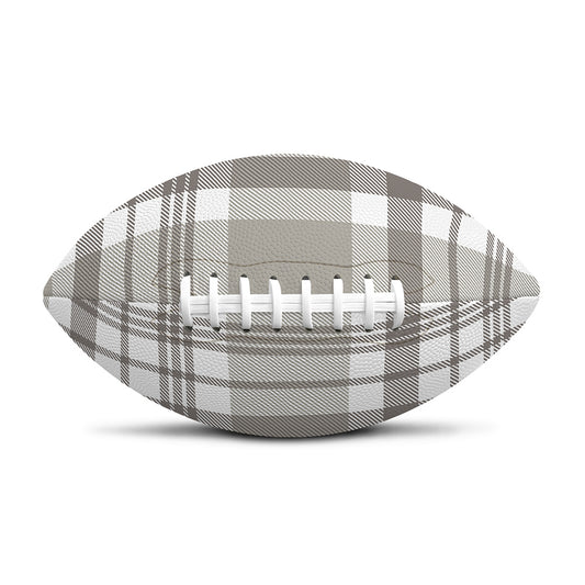 Grey And White Border Tartan Print Rugby Ball