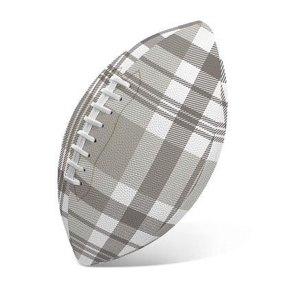 Grey And White Border Tartan Print Rugby Ball
