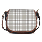 Grey And White Border Tartan Print Saddle Bag