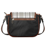 Grey And White Border Tartan Print Saddle Bag