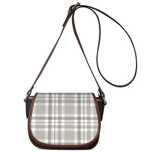 Grey And White Border Tartan Print Saddle Bag