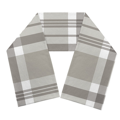 Grey And White Border Tartan Print Scarf