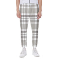 Grey And White Border Tartan Print Joggers