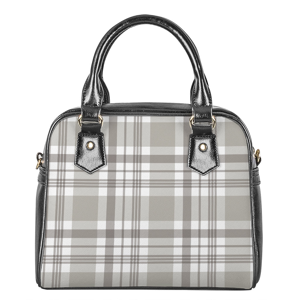 Grey And White Border Tartan Print Shoulder Handbag