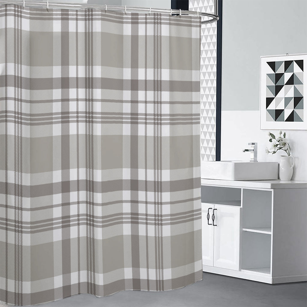 Grey And White Border Tartan Print Shower Curtain