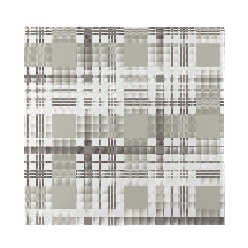 Grey And White Border Tartan Print Silk Bandana