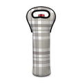 Grey And White Border Tartan Print Single Neoprene Wine Tote