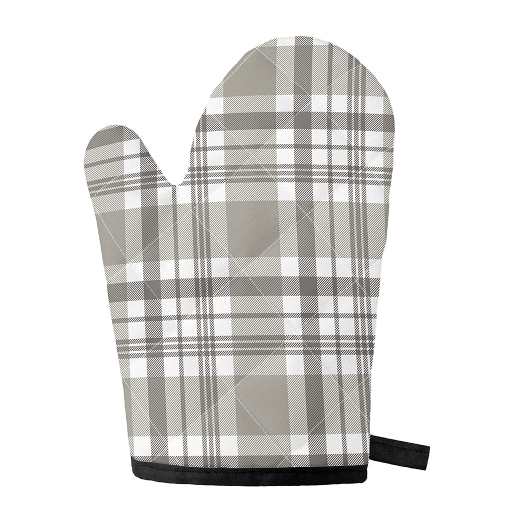 Grey And White Border Tartan Print Single Oven Mitt