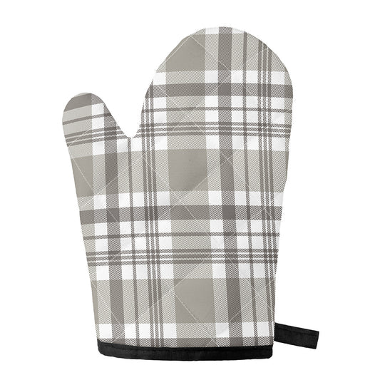 Grey And White Border Tartan Print Single Oven Mitt