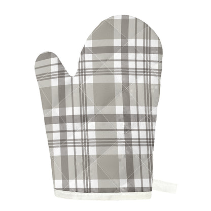Grey And White Border Tartan Print Single Oven Mitt