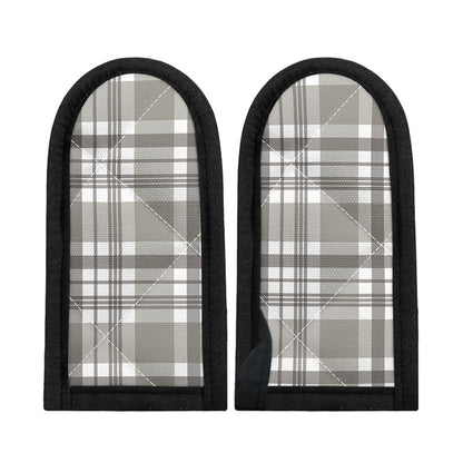 Grey And White Border Tartan Print Skillet Handle Cover
