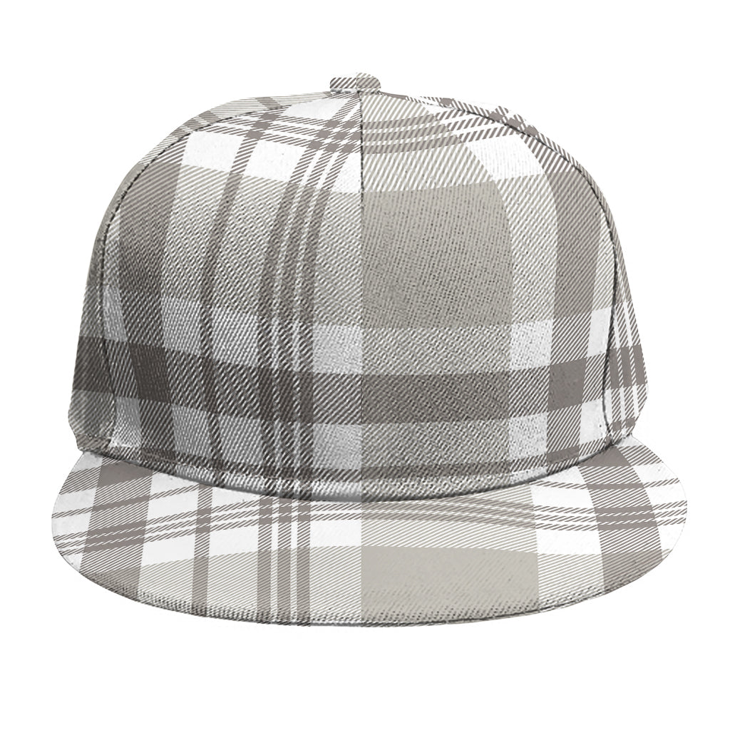 Grey And White Border Tartan Print Snapback Cap