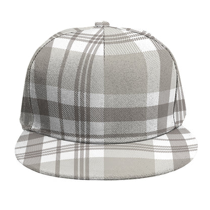 Grey And White Border Tartan Print Snapback Cap