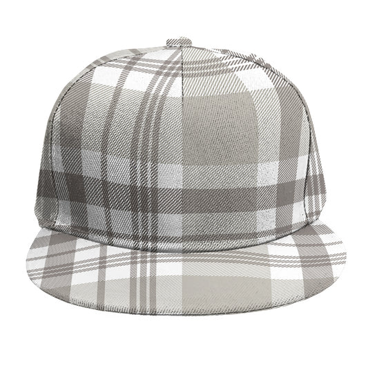 Grey And White Border Tartan Print Snapback Cap