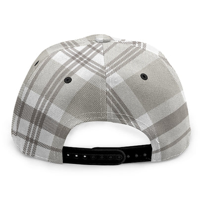 Grey And White Border Tartan Print Snapback Cap
