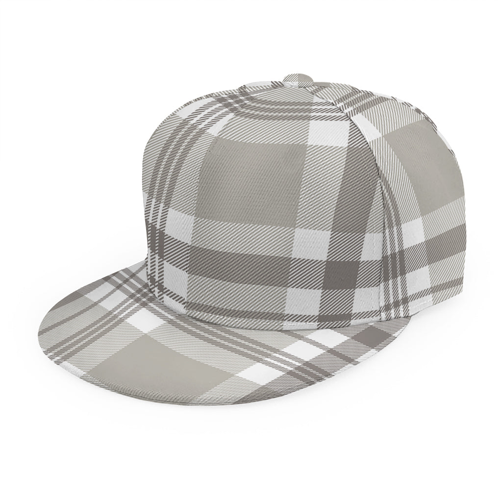 Grey And White Border Tartan Print Snapback Cap