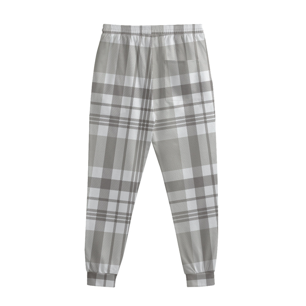 Grey And White Border Tartan Print Sweatpants