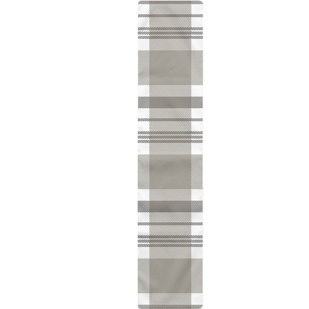 Grey And White Border Tartan Print Table Runner