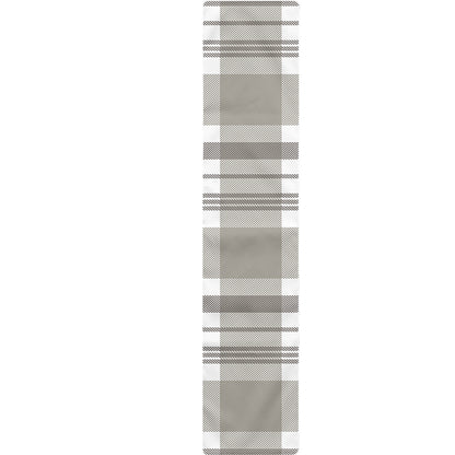 Grey And White Border Tartan Print Table Runner