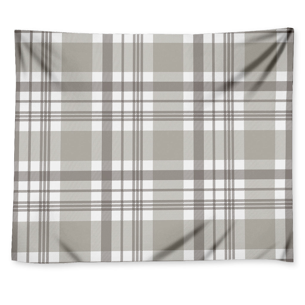 Grey And White Border Tartan Print Tapestry