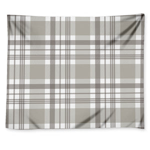 Grey And White Border Tartan Print Tapestry