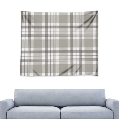 Grey And White Border Tartan Print Tapestry