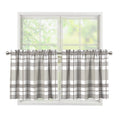 Grey And White Border Tartan Print Tier Curtains