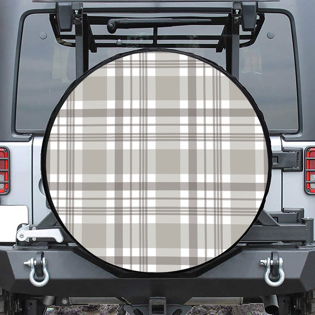 Grey And White Border Tartan Print Tire Cover