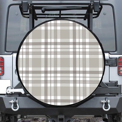 Grey And White Border Tartan Print Tire Cover
