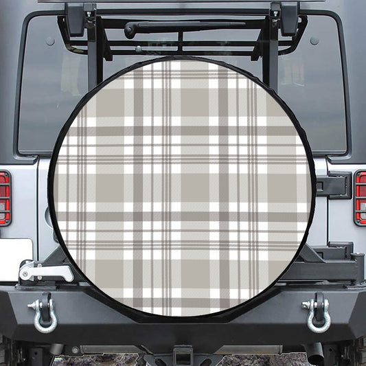 Grey And White Border Tartan Print Tire Cover