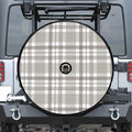 Grey And White Border Tartan Print Tire Cover With Camera Hole