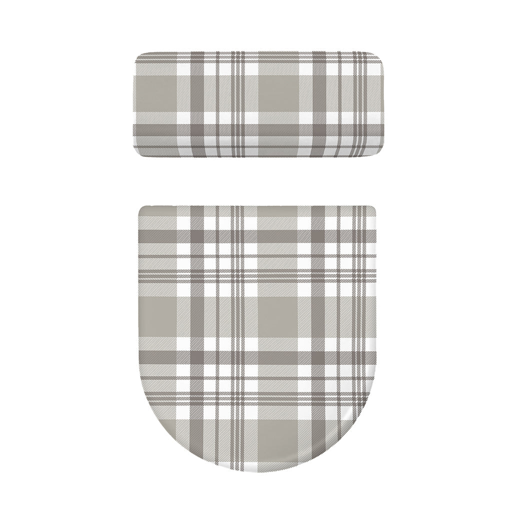 Grey And White Border Tartan Print Toilet Lid And Tank Cover Set