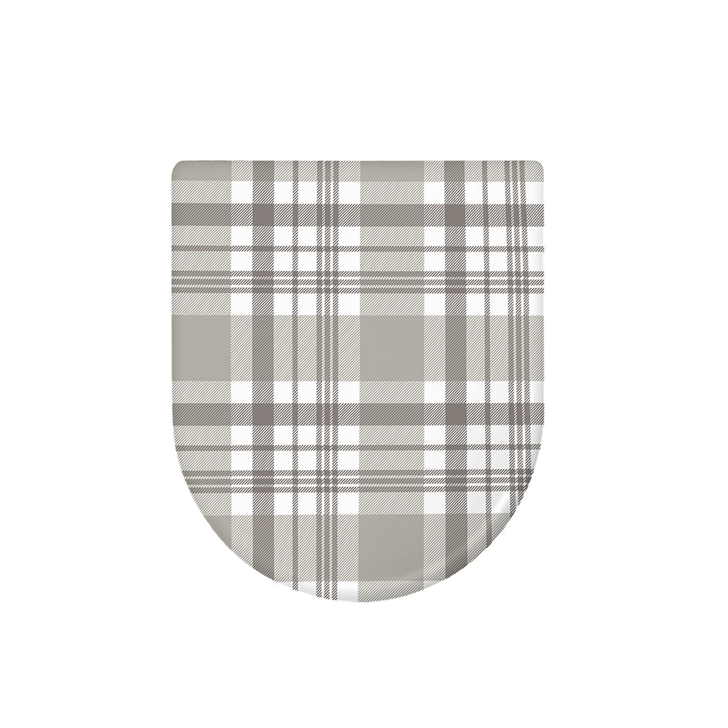 Grey And White Border Tartan Print Toilet Lid Cover