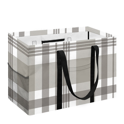 Grey And White Border Tartan Print Utility Tote Bag