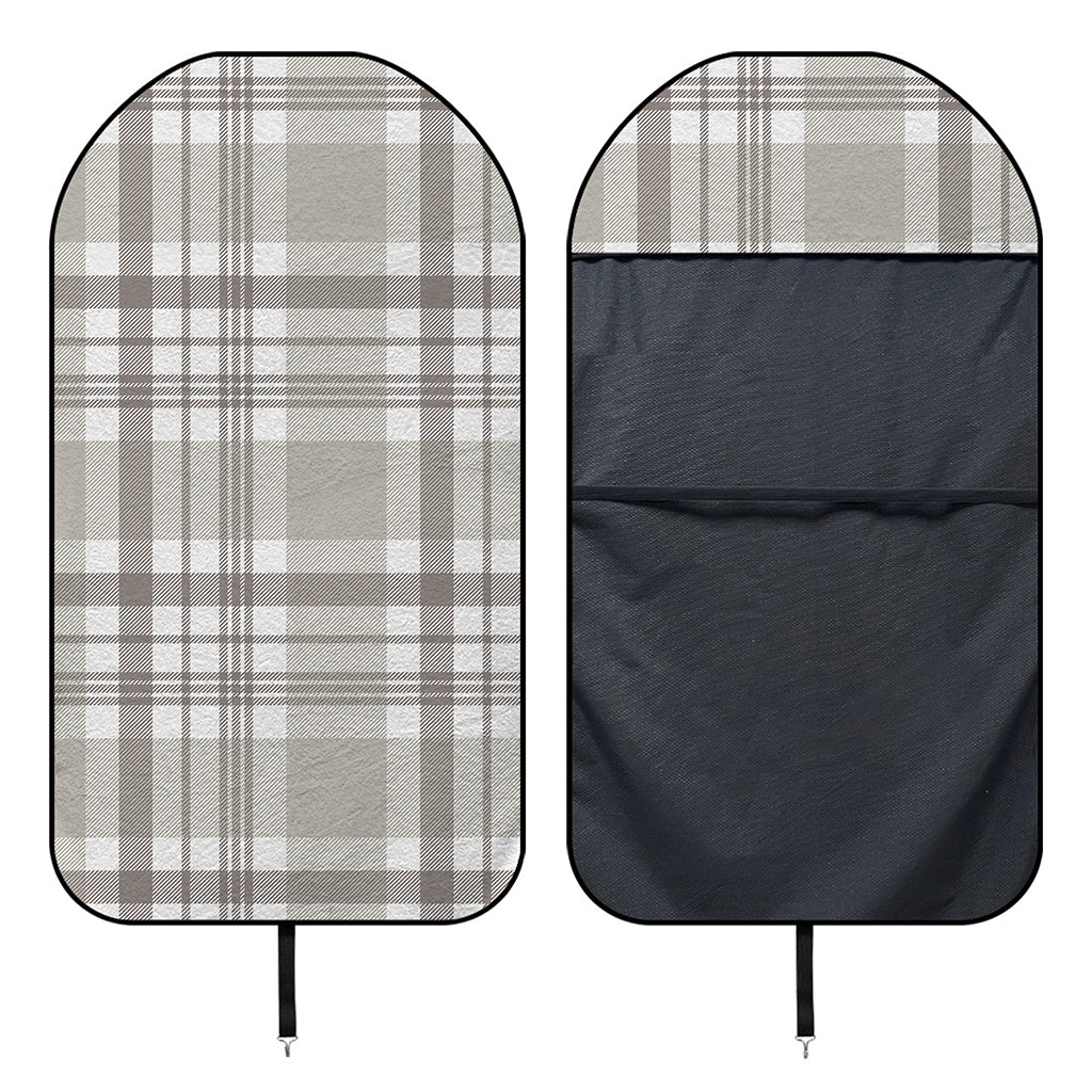 Grey And White Border Tartan Print Waterproof Car Seat Cover