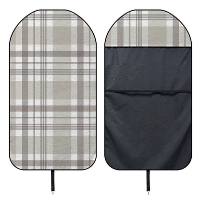 Grey And White Border Tartan Print Waterproof Car Seat Cover