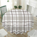 Grey And White Border Tartan Print Waterproof Round Tablecloth