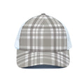 Grey And White Border Tartan Print White Mesh Trucker Hat
