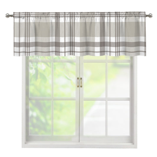 Grey And White Border Tartan Print Window Valance