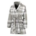 Grey And White Border Tartan Print Women's Bathrobe