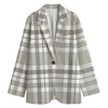 Grey And White Border Tartan Print Women's Blazer