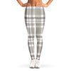 Grey And White Border Tartan Print Women's Leggings