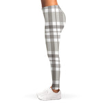 Grey And White Border Tartan Print Women's Leggings